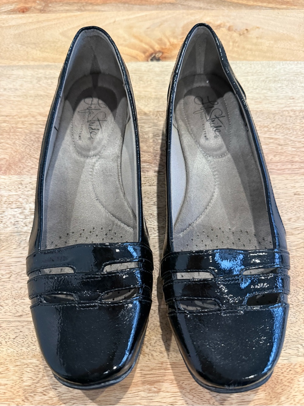 Life Stride Soft System Black Patent Slip-On Loafers